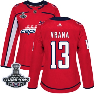 Women's Jakub Vrana Washington Capitals Adidas Home 2018 Stanley Cup Champions Patch Jersey - Authentic Red