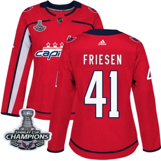 Women's Jeff Friesen Washington Capitals Adidas Home 2018 Stanley Cup Champions Patch Jersey - Authentic Red