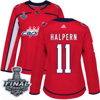 Women's Jeff Halpern Washington Capitals Adidas Home 2018 Stanley Cup Final Patch Jersey - Authentic Red