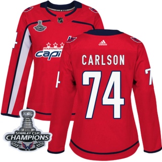 Women's John Carlson Washington Capitals Adidas Home 2018 Stanley Cup Champions Patch Jersey - Authentic Red