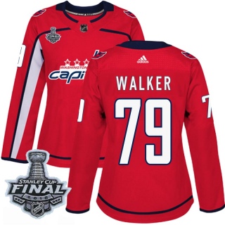 Women's Nathan Walker Washington Capitals Adidas Home 2018 Stanley Cup Final Patch Jersey - Authentic Red