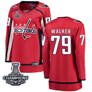 Women's Nathan Walker Washington Capitals Fanatics Branded Home 2018 Stanley Cup Champions Patch Jersey - Breakaway Red