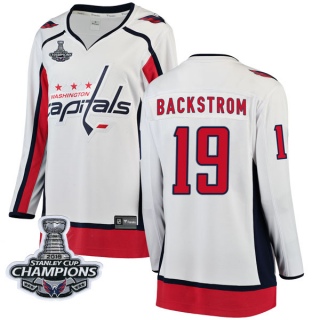 Women's Nicklas Backstrom Washington Capitals Fanatics Branded Away 2018 Stanley Cup Champions Patch Jersey - Breakaway White