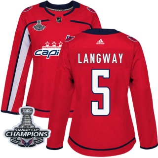 Women's Rod Langway Washington Capitals Adidas Home 2018 Stanley Cup Champions Patch Jersey - Authentic Red