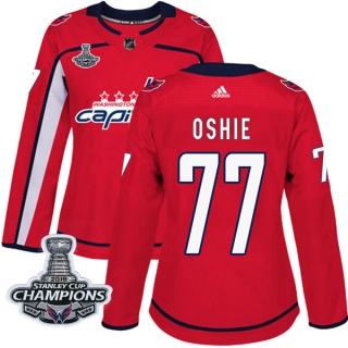 Women's T.J. Oshie Washington Capitals Adidas Home 2018 Stanley Cup Champions Patch Jersey - Authentic Red
