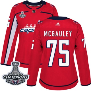 Women's Tim McGauley Washington Capitals Adidas Home 2018 Stanley Cup Champions Patch Jersey - Authentic Red