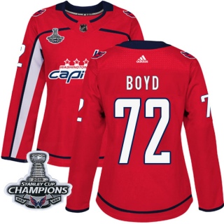Women's Travis Boyd Washington Capitals Adidas Home 2018 Stanley Cup Champions Patch Jersey - Authentic Red