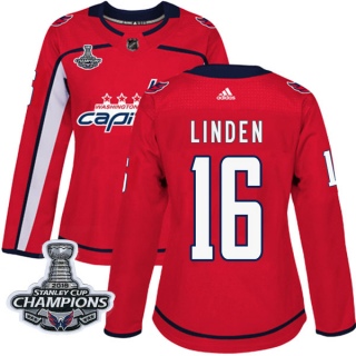 Women's Trevor Linden Washington Capitals Adidas Home 2018 Stanley Cup Champions Patch Jersey - Authentic Red