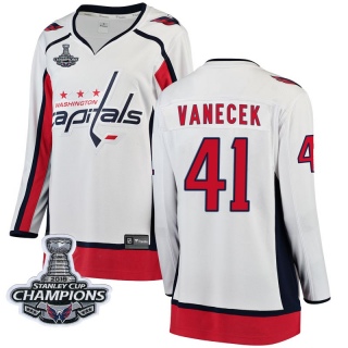 Women's Vitek Vanecek Washington Capitals Fanatics Branded Away 2018 Stanley Cup Champions Patch Jersey - Breakaway White