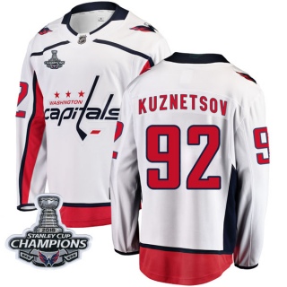 Youth Evgeny Kuznetsov Washington Capitals Fanatics Branded Away 2018 Stanley Cup Champions Patch Jersey - Breakaway White