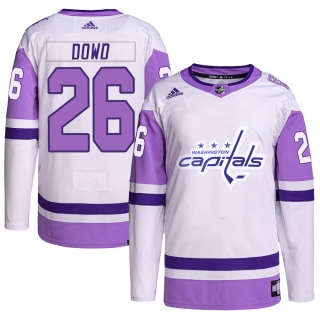 Youth Nic Dowd Washington Capitals Adidas Hockey Fights Cancer Primegreen Jersey - Authentic White/Purple