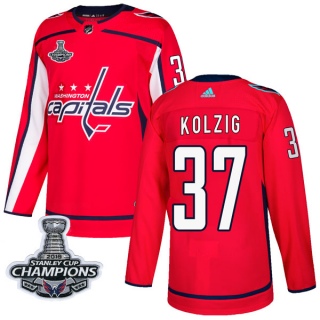 Youth Olaf Kolzig Washington Capitals Adidas Home 2018 Stanley Cup Champions Patch Jersey - Authentic Red