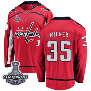 Youth Parker Milner Washington Capitals Fanatics Branded Home 2018 Stanley Cup Champions Patch Jersey - Breakaway Red