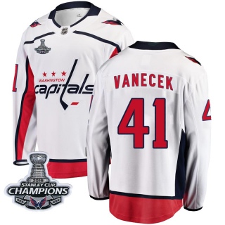Youth Vitek Vanecek Washington Capitals Fanatics Branded Away 2018 Stanley Cup Champions Patch Jersey - Breakaway White