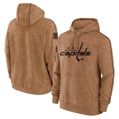 Youth Washington Capitals 2023 Salute to Service Club Pullover Hoodie - Brown